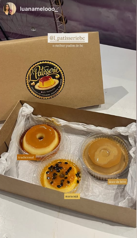 Depoimento de @luanamelooo_ sobre o pudim L'Patisserie